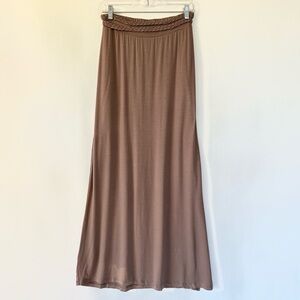 Simply Noelle Braided-Waist Maxi Skirt in Brown
